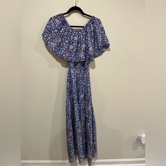 NWT Natalie Martin 100% Silk Naomi Floral Print Pelicano Blue Maxi Dress Size S - Picture 8 of 11